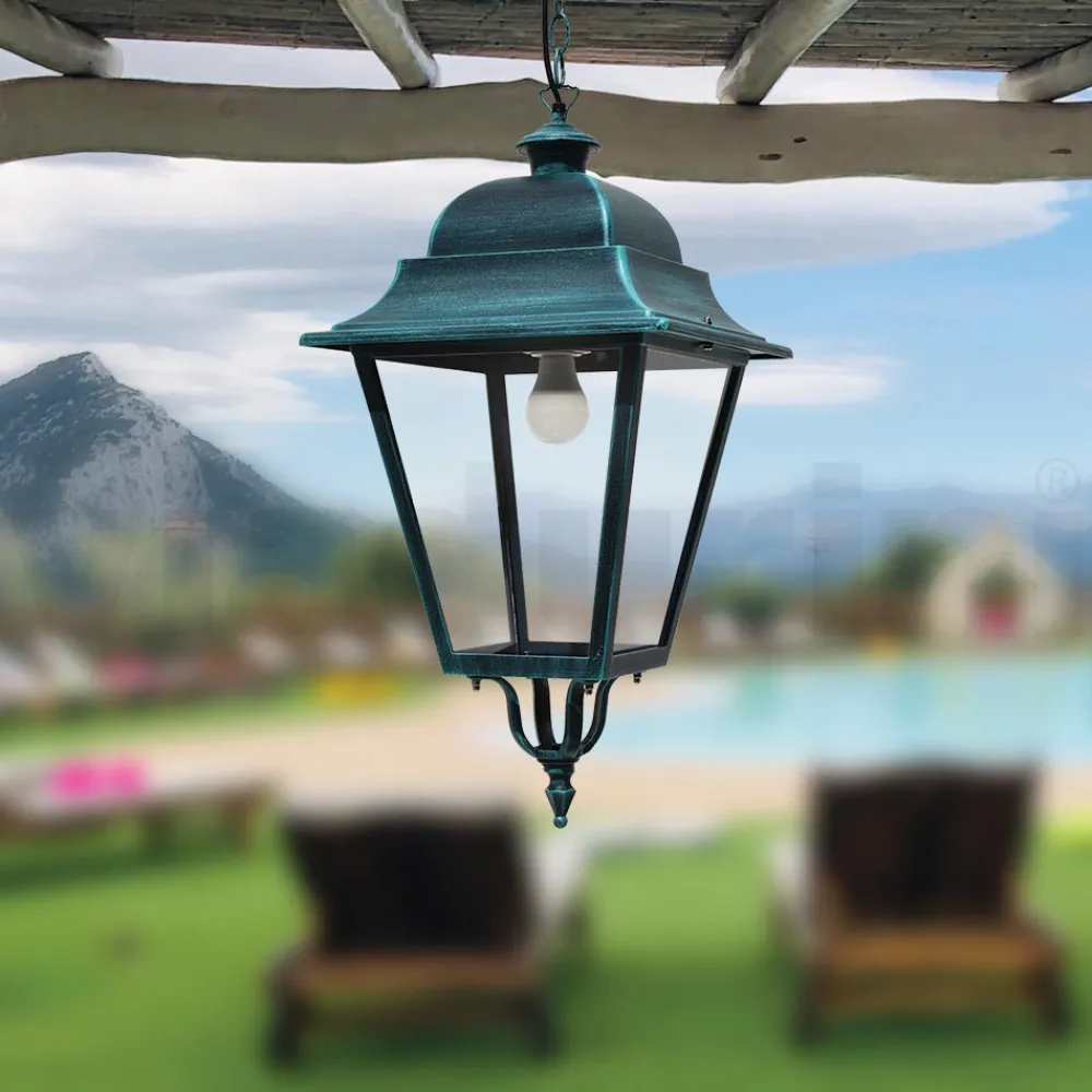 Viadurini Lighting Gartenlaternen-Hängeleuchte für den Außenbereich aus Aluminium und Glas, hergestellt in Italien – Bonaria