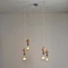 Viadurini by Sideform Vintage Kronleuchter-Hängeleuchte mit 4 Lichtern mit Holzelement Bois