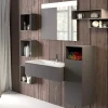 Viadurini Bathroom Badmöbel Hängend-Hängende Badezimmerkomposition aus rauchgrauem Fenix, hergestellt in Italien, Neapel