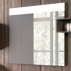 Viadurini Bathroom Badmöbel Hängend-Hängende Badezimmerkomposition aus rauchgrauem Fenix, hergestellt in Italien, Neapel