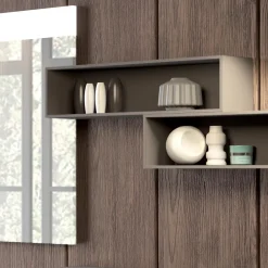 Viadurini Bathroom Badmöbel Hängend-Hängende Badezimmerkomposition aus rauchgrauem Fenix, hergestellt in Italien, Neapel