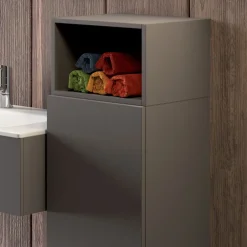 Viadurini Bathroom Badmöbel Hängend-Hängende Badezimmerkomposition aus rauchgrauem Fenix, hergestellt in Italien, Neapel