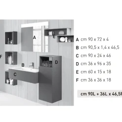 Viadurini Bathroom Badmöbel Hängend-Hängende Badezimmerkomposition aus rauchgrauem Fenix, hergestellt in Italien, Neapel
