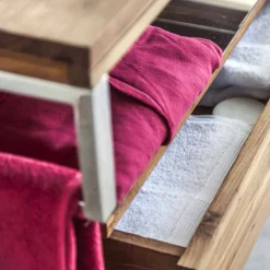 Viadurini Bathroom Badmöbel Hängend-Hängende Badezimmerkonsole mit Struktur aus natürlichem Teakholz - Rodolfo