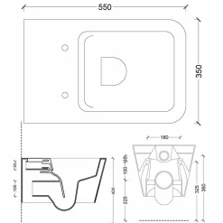 Viadurini Bathroom Wc-Hängende Toilettenschüssel, Keramik, modernes Design Sun Square, Italy