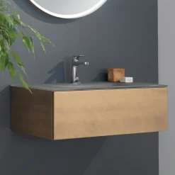 Viadurini Bathroom Badmöbel Hängend-Hängender Badezimmerschrank mit Spiegel aus Metall, Holz und Luxuskristall - Renga