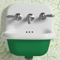 Viadurini Bathroom Vintage Waschbecken|Farbige Waschbecken-Hängendes Badezimmer-Waschbecken aus weißer und farbiger Keramik 42 cm - Meridiano