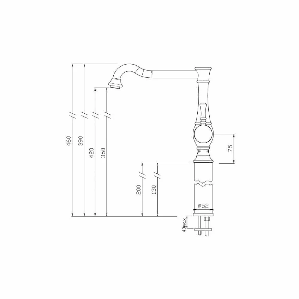 Viadurini Taps Waschbeckenarmaturen-Hochläufiger Waschbeckenmischer 13 cm Verlängerung Made in Italy - Neno