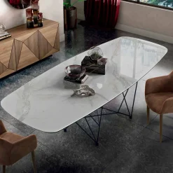 Viadurini Living Esstische-Hochwertiger Esstisch aus Keramik und Stahl, hergestellt in Italien – Ezzellino