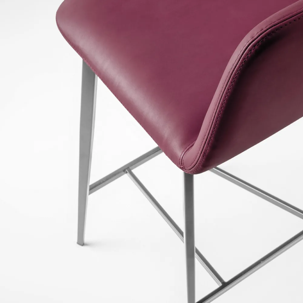 Viadurini Living Küchenhocker-Hochwertiger Hocker aus Leder mit Metallbasis Made in Italy - Molde