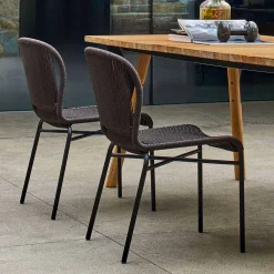 Varaschin Gartenstühle Rattan-Hochwertiger Outdoor Stühle handgeflechtet 2 Teile