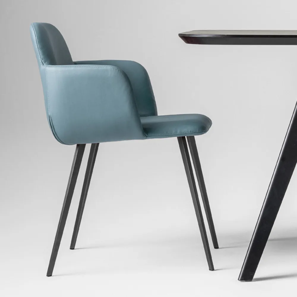 Viadurini Living Moderne Sessel-Hochwertiger Sessel aus Leder und lackiertem Metall Made in Italy - Molde