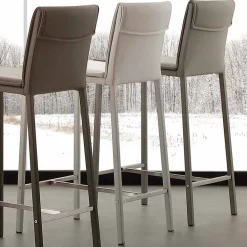 Viadurini Küchenhocker-Hocker aus Kunstleder mit Gestell aus Metall und satiniertem Stahl Prato