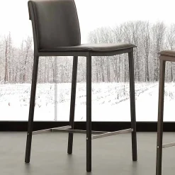 Viadurini Küchenhocker-Hocker aus Kunstleder mit Gestell aus Metall und satiniertem Stahl Prato