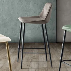 Viadurini Living Küchenhocker-Hocker mit Metallbeinen und Monocoque-Stoffsitz Made in Italy - Hinata