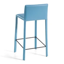 Viadurini Living Küchenhocker-Hocker mit niedriger Rückenlehne aus blauem Leder, hergestellt in Italien – Delfino