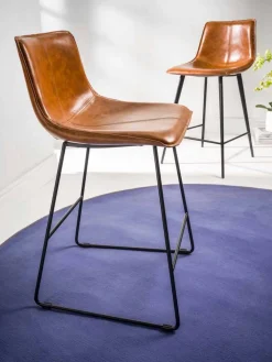 Viadurini Living Barhocker-Hocker mit Schlittenstruktur, Sitzfläche aus Kunstleder - Ovidio