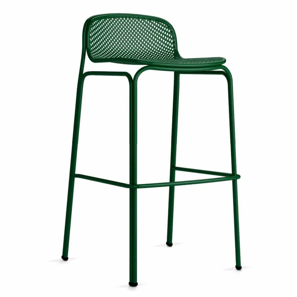 Viadurini in the Garden Outdoor Hocker-Hohe stapelbare Barhocker im Freien aus Metall, 2 Stück - Viviette