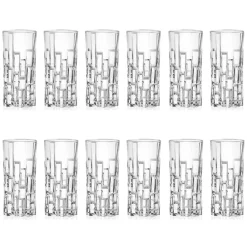 Viadurini Kitchen Italienisches Kristallgeschirr-Hohe Trinkgläser aus verziertem Öko-Kristall 12 Stück - Catania
