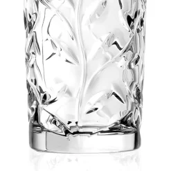 Viadurini Kitchen Italienisches Kristallgeschirr-Hohe Trinkgläser in Eco Crystal Leaf Dekoration 12 Stück - Magnolio