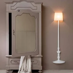 Viadurini Lighting Design Wandleuchten-Hohe Wandapplikation aus weißer Keramik und Lampenschirm aus Leinen - Cadabra