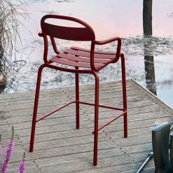 Viadurini in the Garden Outdoor Hocker-Hoher Außenhocker aus Aluminium mit Armlehnen Made in Italy - Selima