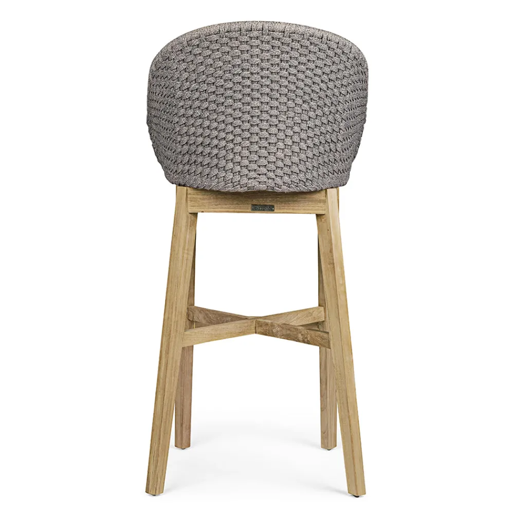 Viadurini in the Garden Outdoor Hocker-Hoher Außenhocker aus Seil- und Teakholz, Homemotion, 2 Stück - Anitha