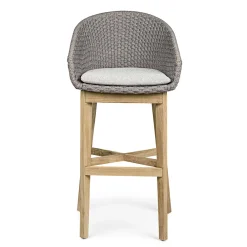 Viadurini in the Garden Outdoor Hocker-Hoher Außenhocker aus Seil- und Teakholz, Homemotion, 2 Stück - Anitha