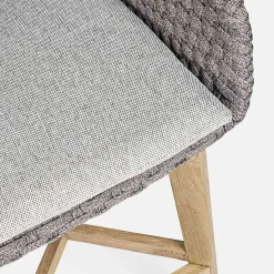 Viadurini in the Garden Outdoor Hocker-Hoher Außenhocker aus Seil- und Teakholz, Homemotion, 2 Stück - Anitha