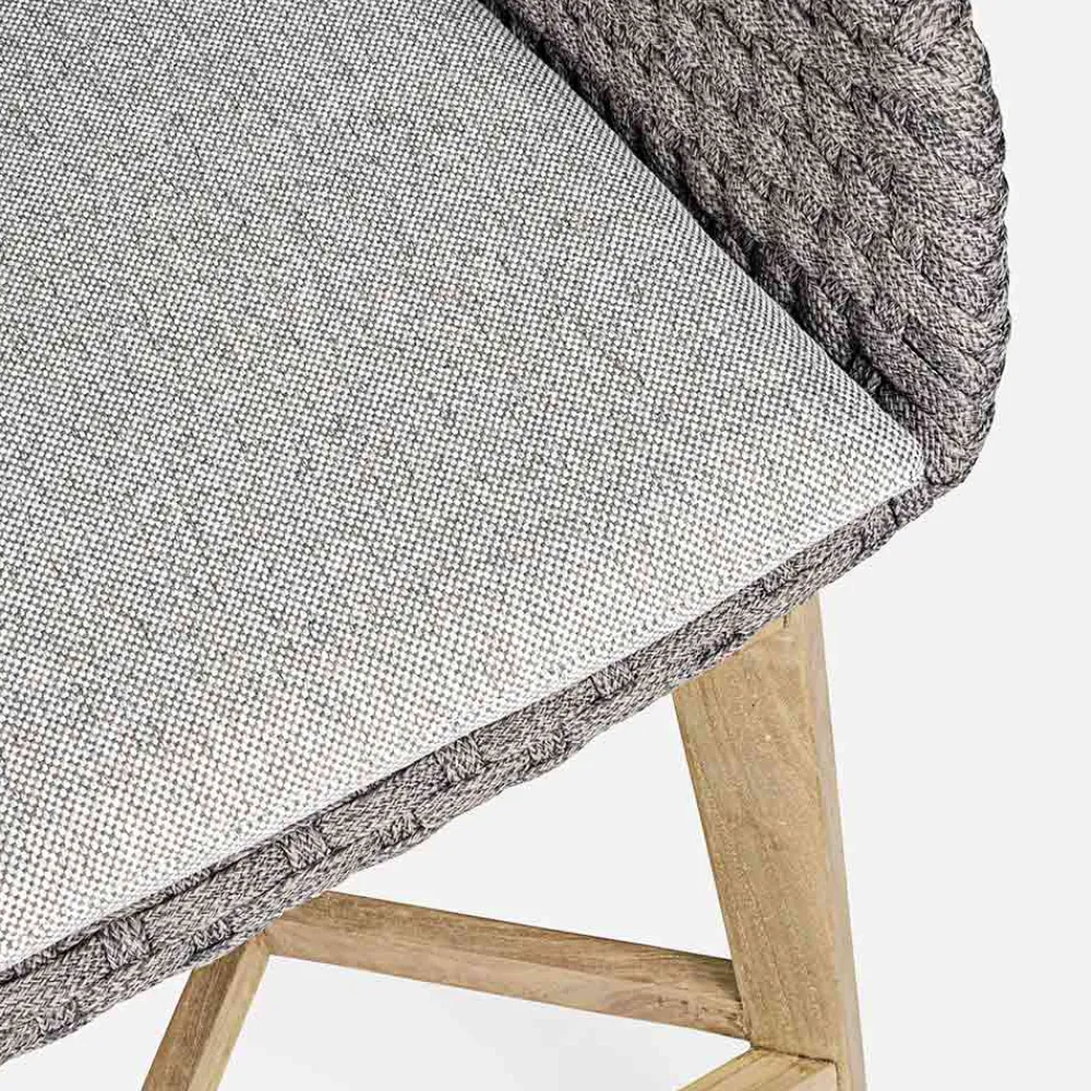 Viadurini in the Garden Outdoor Hocker-Hoher Außenhocker aus Seil- und Teakholz, Homemotion, 2 Stück - Anitha