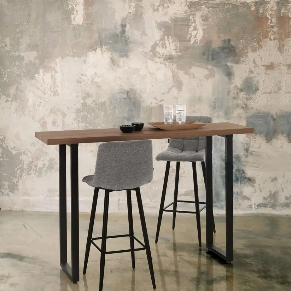 Viadurini Living Esstische-Hoher Bartisch aus Stahl und MDF – Orange