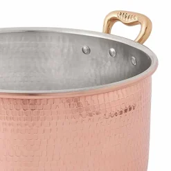 Viadurini Kitchen Kochgeschirr-Hoher Bräter aus verzinntem Kupfer mit runder Hand mit 2 Griffen 28 cm - Gianfranco