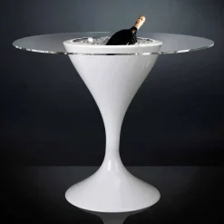 Viadurini Living Runde Tische-Hoher Couchtisch aus Glas und Polyethylen mit Flaschenhalter Made in Italy - Krakau