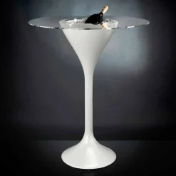 Viadurini Living Runde Tische-Hoher Couchtisch aus Glas und Polyethylen mit Flaschenhalter Made in Italy - Krakau