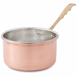 Viadurini Kitchen Kochgeschirr-Hoher runder Bräter aus handverzinntem Kupfer mit Griff 16 cm - Giancarlo