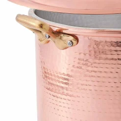 Viadurini Kitchen Kochgeschirr-Hoher Topf in Hand verzinnt Kupfer mit Griffen und Deckel 28 cm - Mariarita