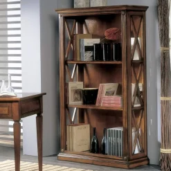 Viadurini Classic Moderne Design Bücherregale-Hohes Bücherregal mit Holzstruktur und offenen Fächern, hergestellt in Italien – Fauno