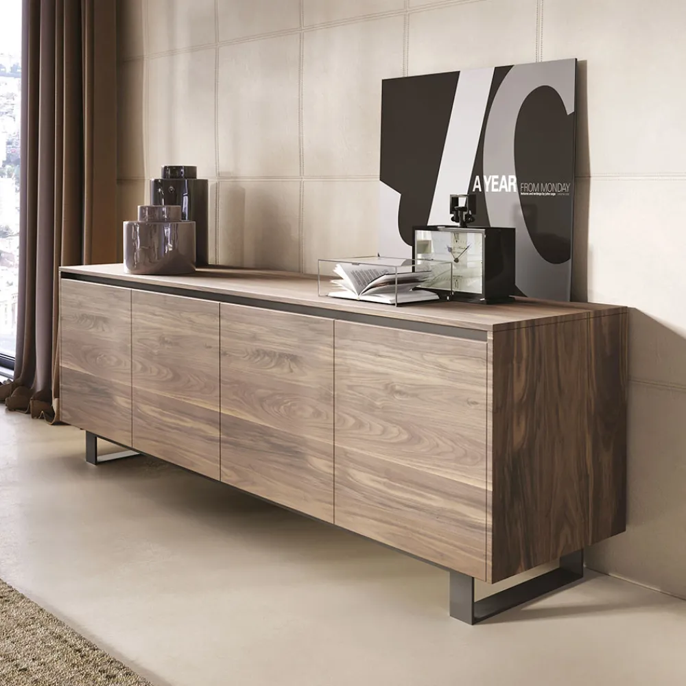 Viadurini Living Anrichte-Hohes Sideboard aus Holz mit Metallgestell Made in Italy - Berta