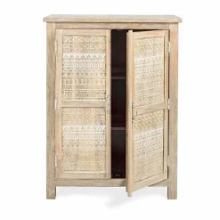 Viadurini Living Anrichte-Hohes Sideboard in handverziertem Holz mit Messinggriffen Homemotion - Zotto