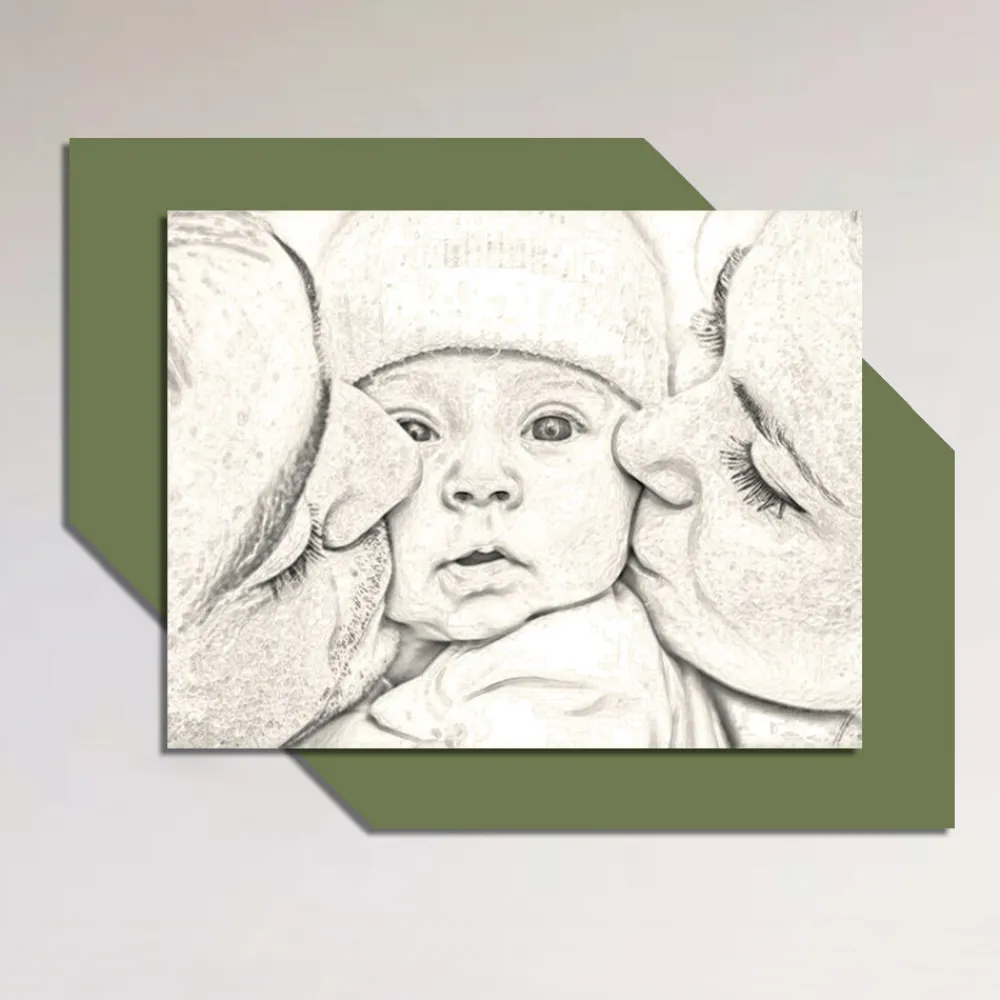 Viadurini Decor Religiöse Bilder-Holzbild mit Aufdruck eines Kusses für ein Kind, hergestellt in Italien – Andorra