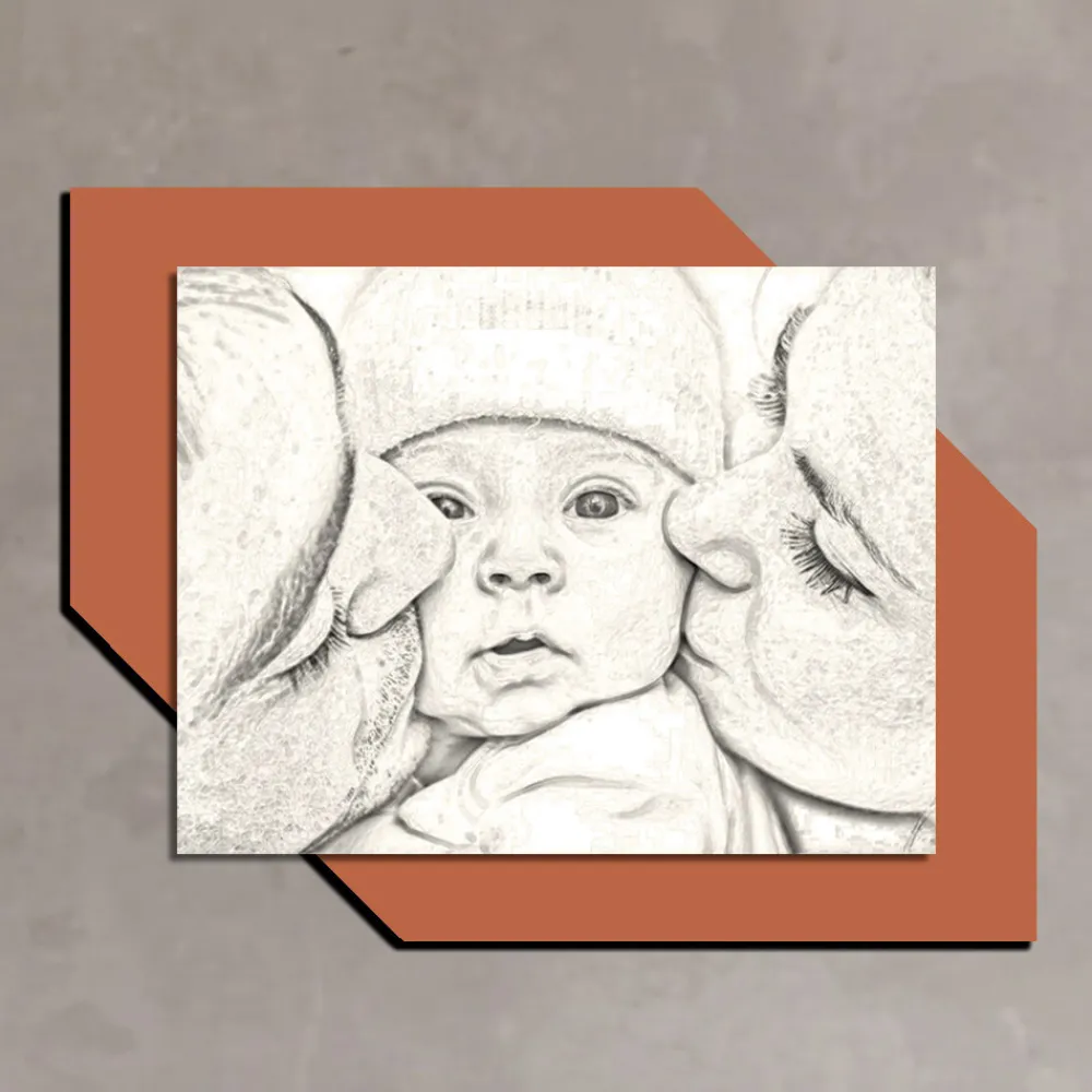 Viadurini Decor Religiöse Bilder-Holzbild mit Aufdruck eines Kusses für ein Kind, hergestellt in Italien – Andorra