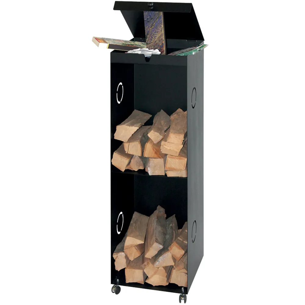 Viadurini Fire Design Kaminholzständer Aus Eisen Und Stahl-Holzhalter mit 2 Ablagefächern und oberem Regal. Hergestellt in Italien – Colibri