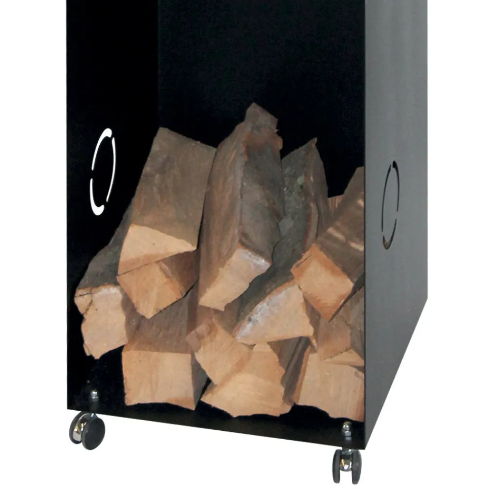 Viadurini Fire Design Kaminholzständer Aus Eisen Und Stahl-Holzhalter mit 2 Ablagefächern und oberem Regal. Hergestellt in Italien – Colibri