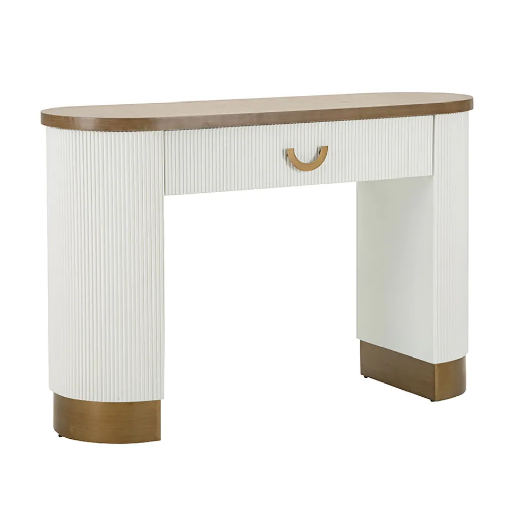 Viadurini Living Konsolentisch Flur-Holzkonsole mit Platte und Einsätzen mit abgerundetem Design und Schublade - Rachel