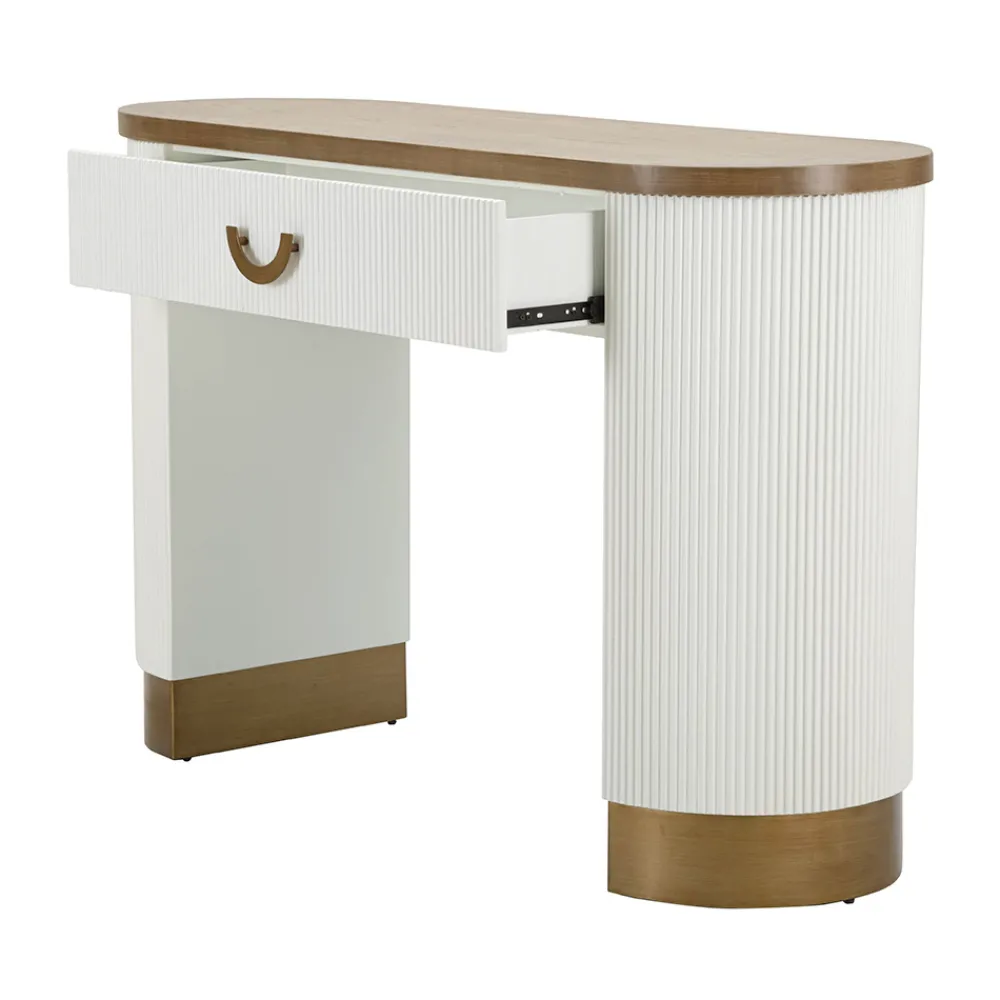 Viadurini Living Konsolentisch Flur-Holzkonsole mit Platte und Einsätzen mit abgerundetem Design und Schublade - Rachel