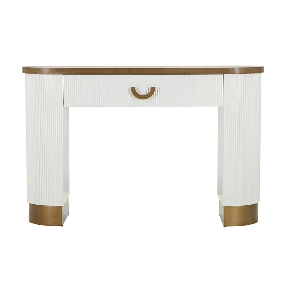 Viadurini Living Konsolentisch Flur-Holzkonsole mit Platte und Einsätzen mit abgerundetem Design und Schublade - Rachel