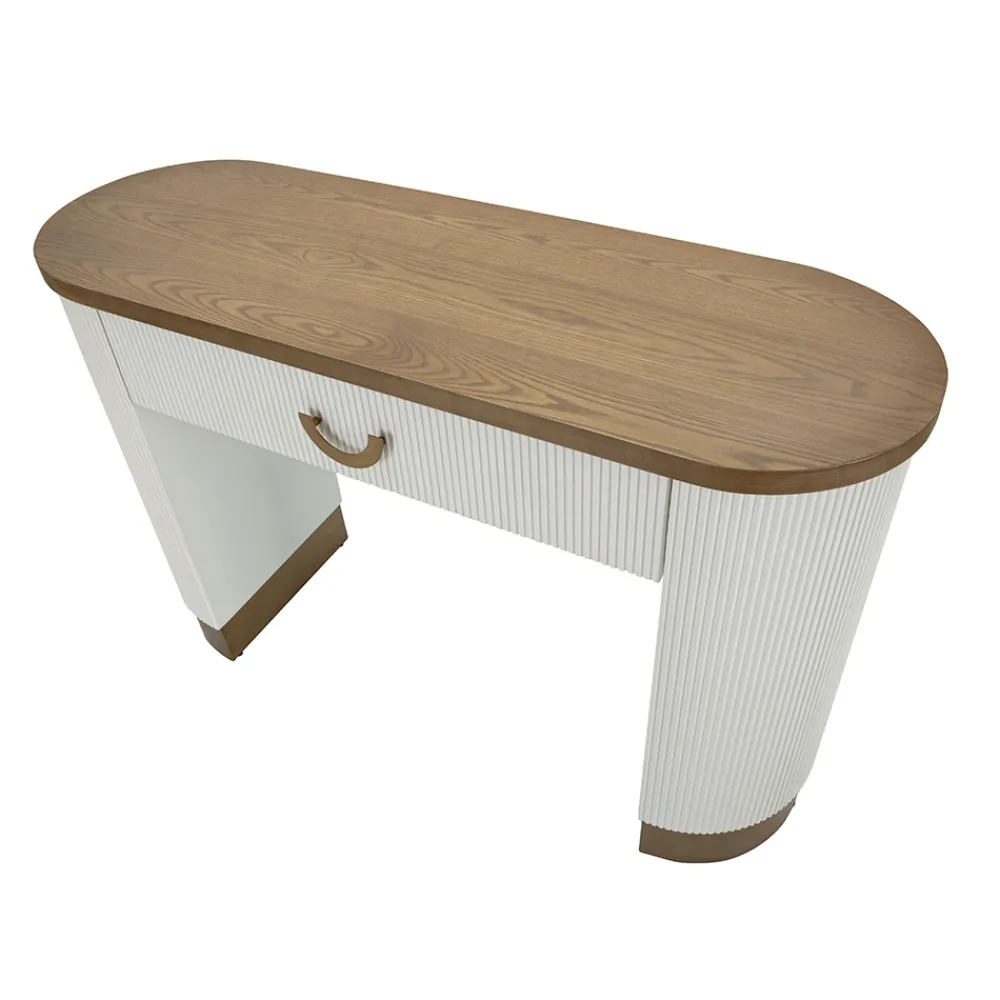 Viadurini Living Konsolentisch Flur-Holzkonsole mit Platte und Einsätzen mit abgerundetem Design und Schublade - Rachel