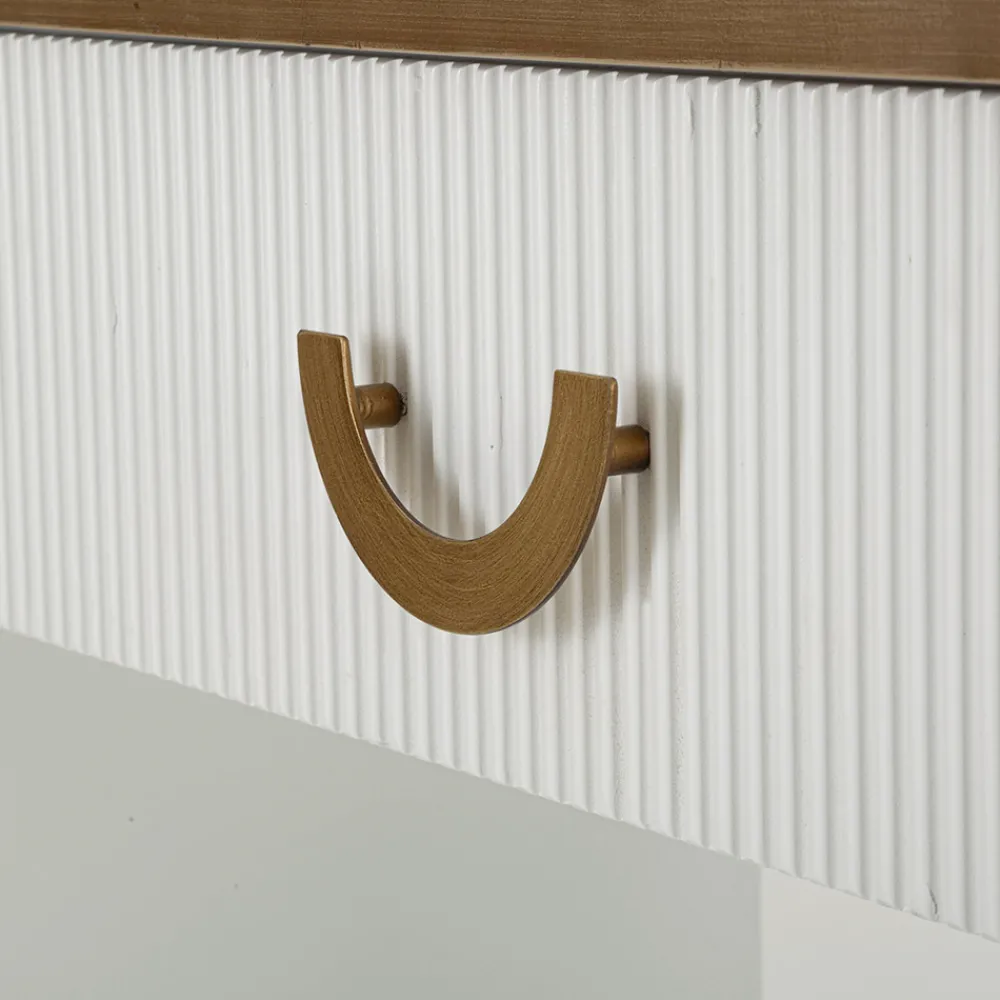 Viadurini Living Konsolentisch Flur-Holzkonsole mit Platte und Einsätzen mit abgerundetem Design und Schublade - Rachel