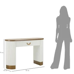 Viadurini Living Konsolentisch Flur-Holzkonsole mit Platte und Einsätzen mit abgerundetem Design und Schublade - Rachel