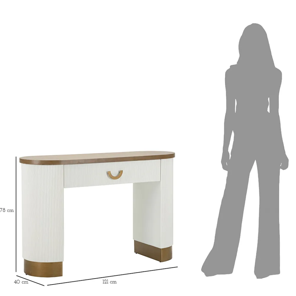 Viadurini Living Konsolentisch Flur-Holzkonsole mit Platte und Einsätzen mit abgerundetem Design und Schublade - Rachel
